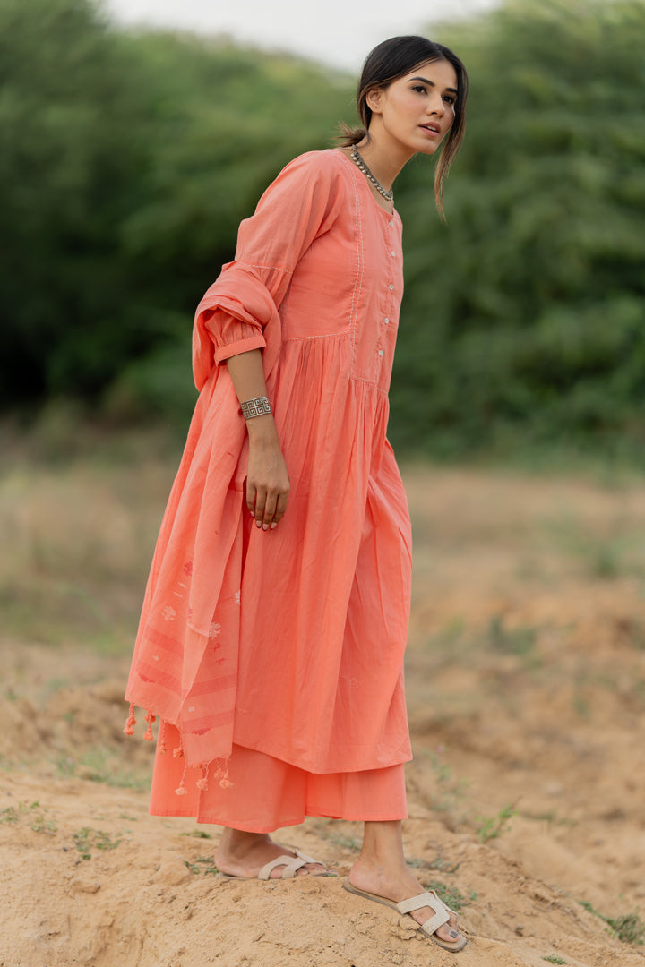 Peach Rose Jaamdani Dupatta