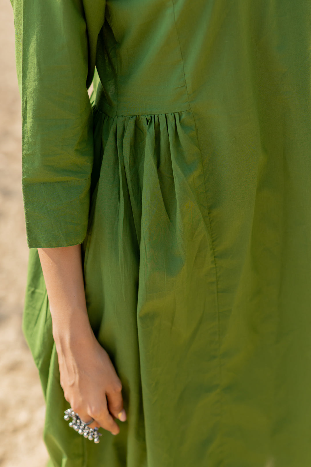 Forest Green Gathered Kurta Set