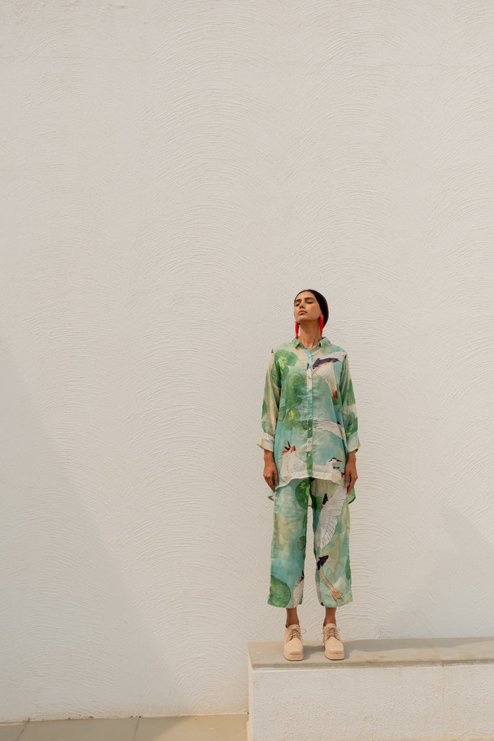 Oriental Cranes and Frogs Shirt Co-Ord