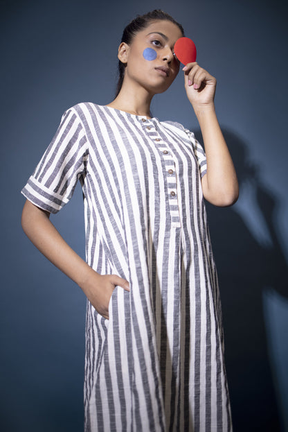 Charcoal White Striped Tunic