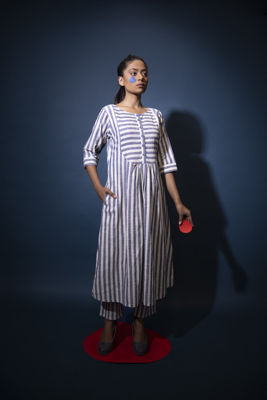 Slate and white striped co-ord set