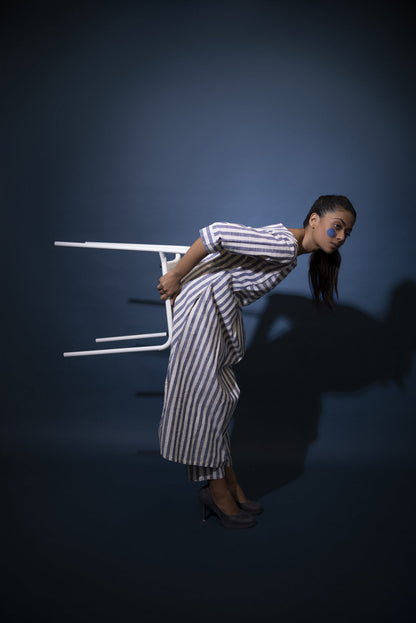 Slate and white striped co-ord set