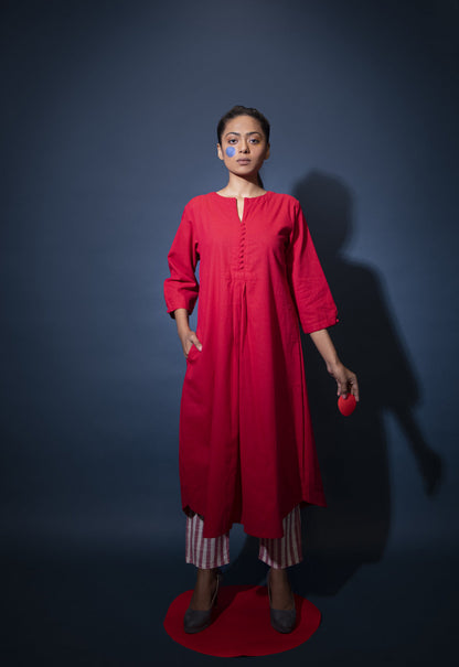 Red A-Line Kurta