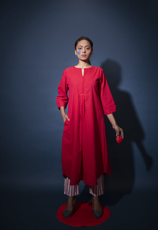 Red A-Line Kurta