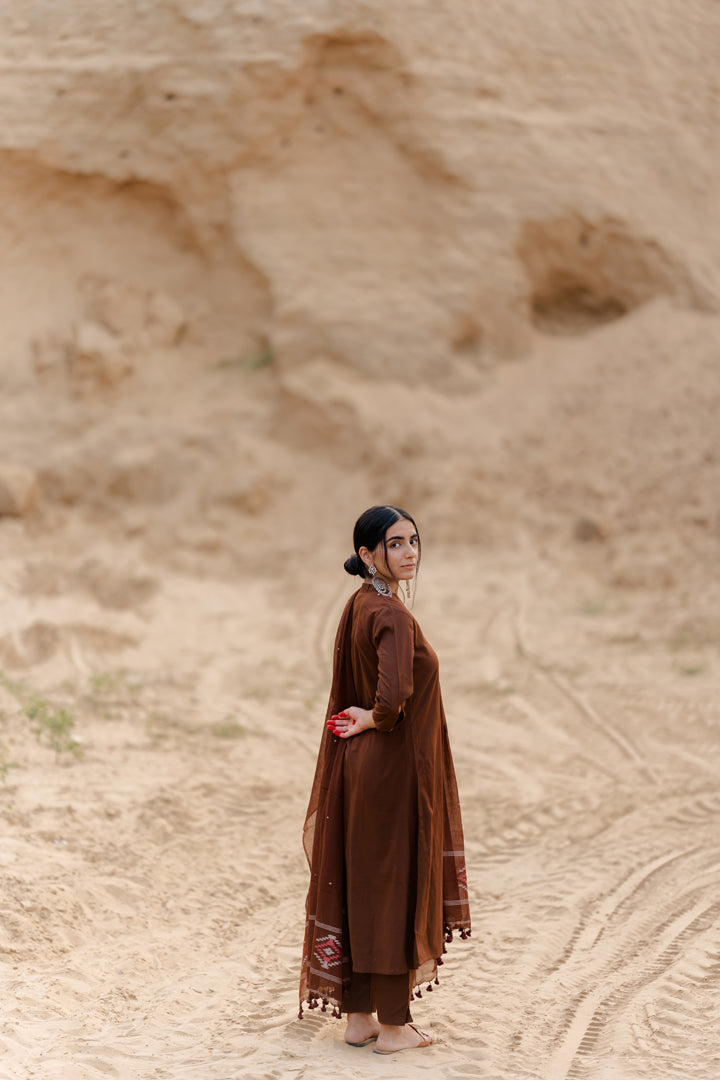Coffee Brown Kurta set with dupatta