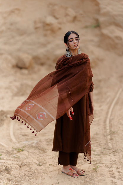 Coffee Brown Kurta set with dupatta