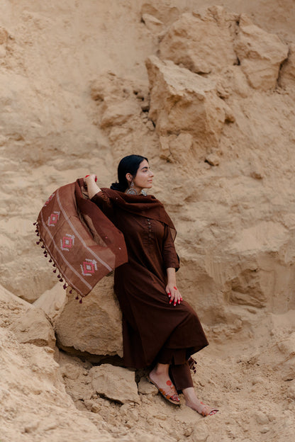Coffee Brown Kurta set with dupatta