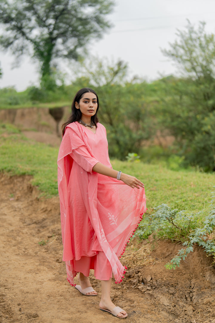 Candy Floss Kurta Set with Dupatta