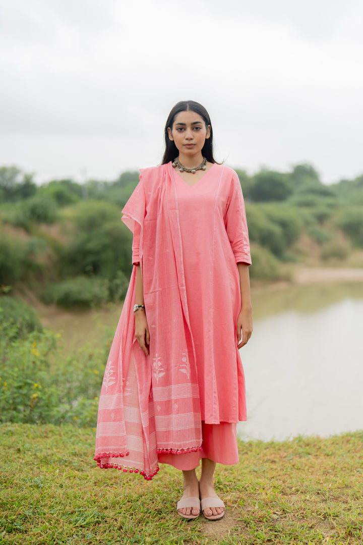 Candy Floss Kurta Set with Dupatta