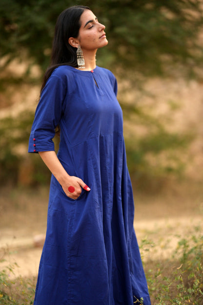 Egyptian blue Kalidaar Kurta Set with Dupatta