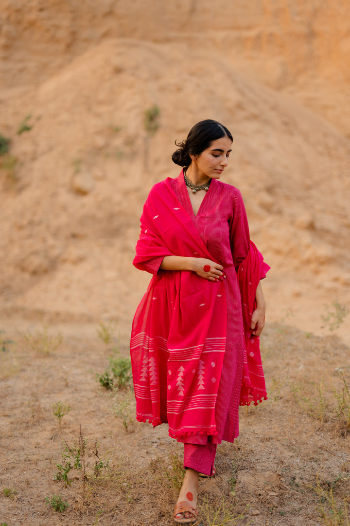 Jazzberry Kurta Set with Dupatta