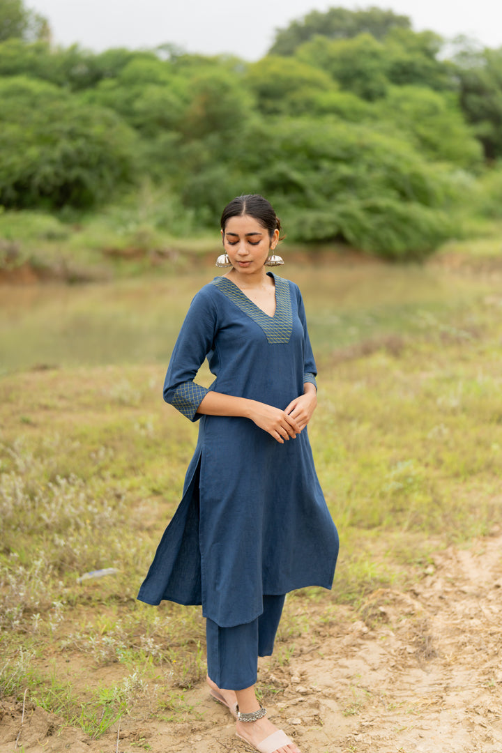 Indigo Blue Kurta Set with Dupatta