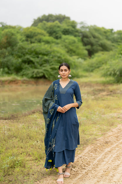 Indigo Blue Kurta Set with Dupatta