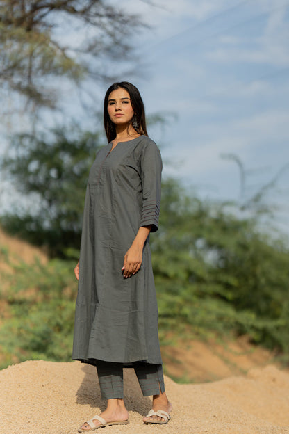 Fossil Grey Kurta Set with Dupatta
