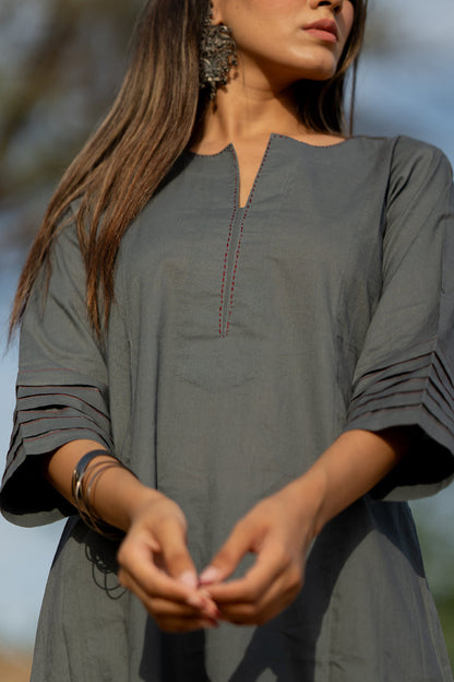 Fossil Grey Kurta Set with Dupatta