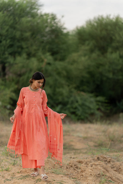 Peach Rose Jaamdani Dupatta
