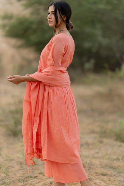 Peach Rose Jaamdani Dupatta
