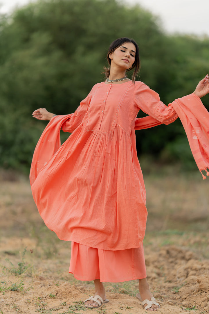 Peach Rose Jaamdani Dupatta