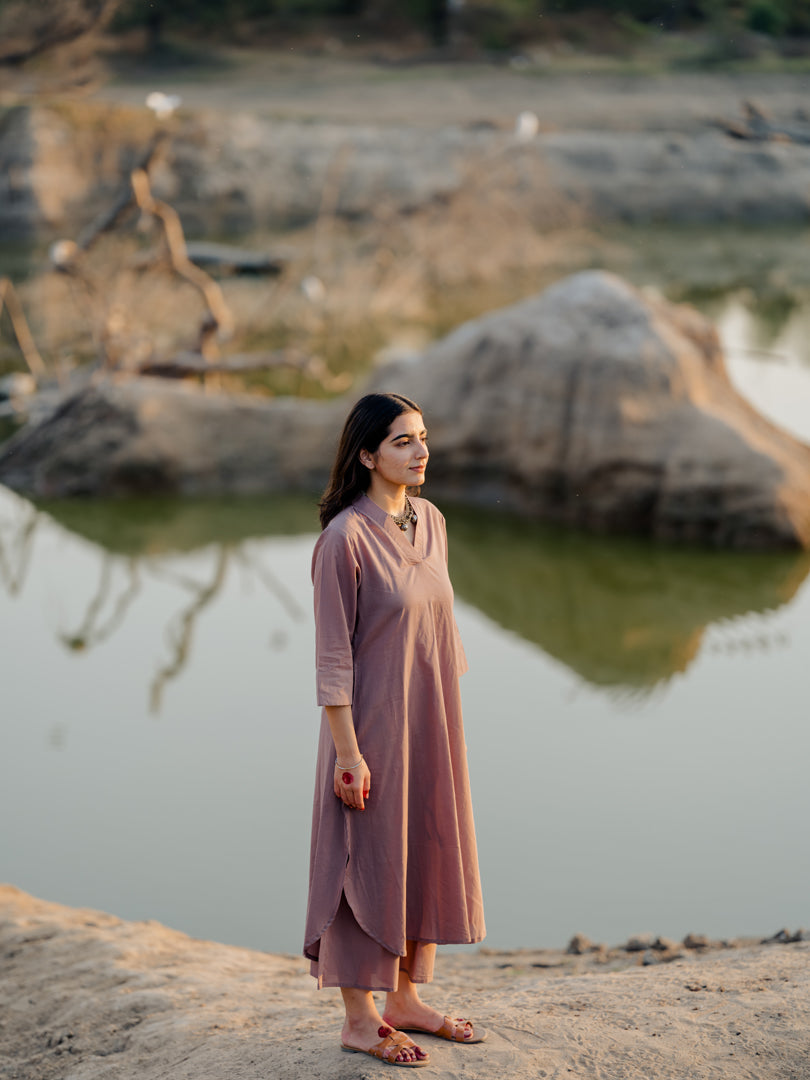 Mauve Kurta set with Dupatta