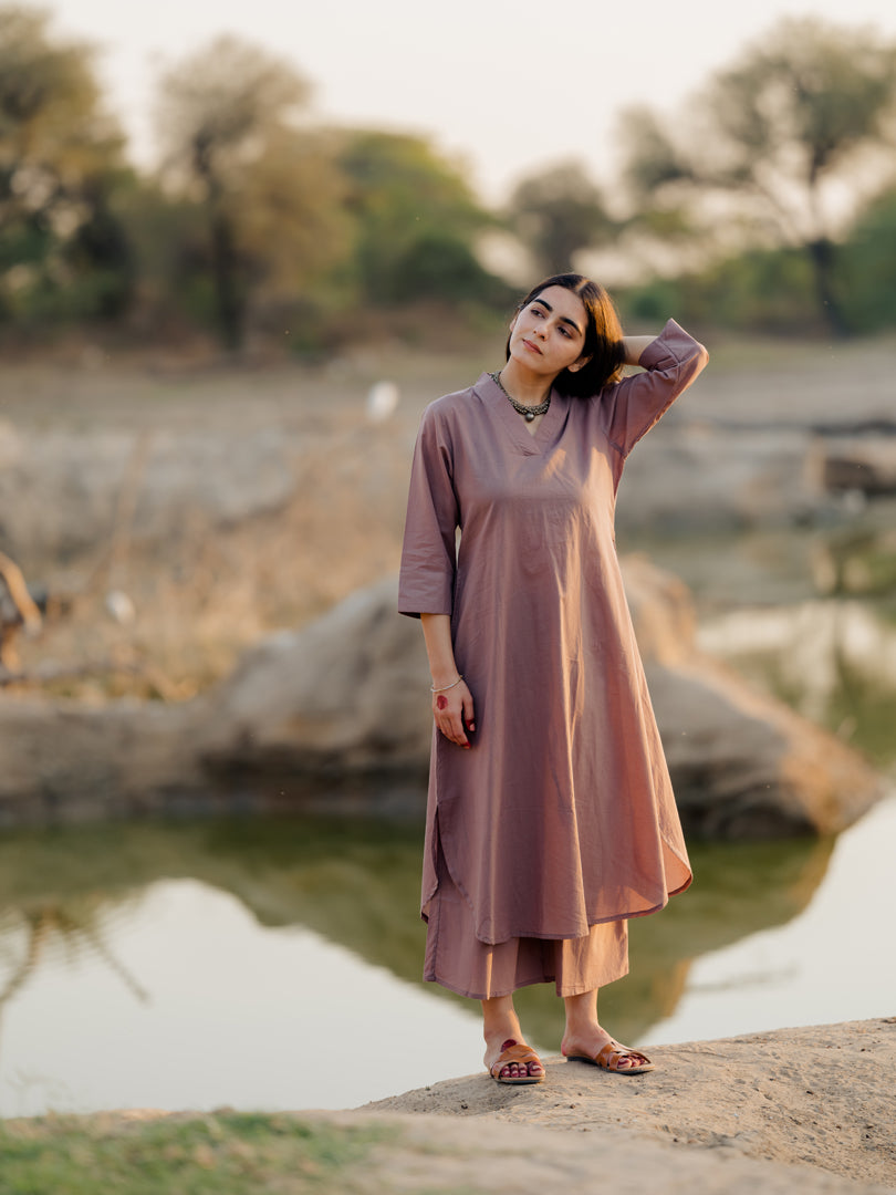Mauve Kurta set with Dupatta