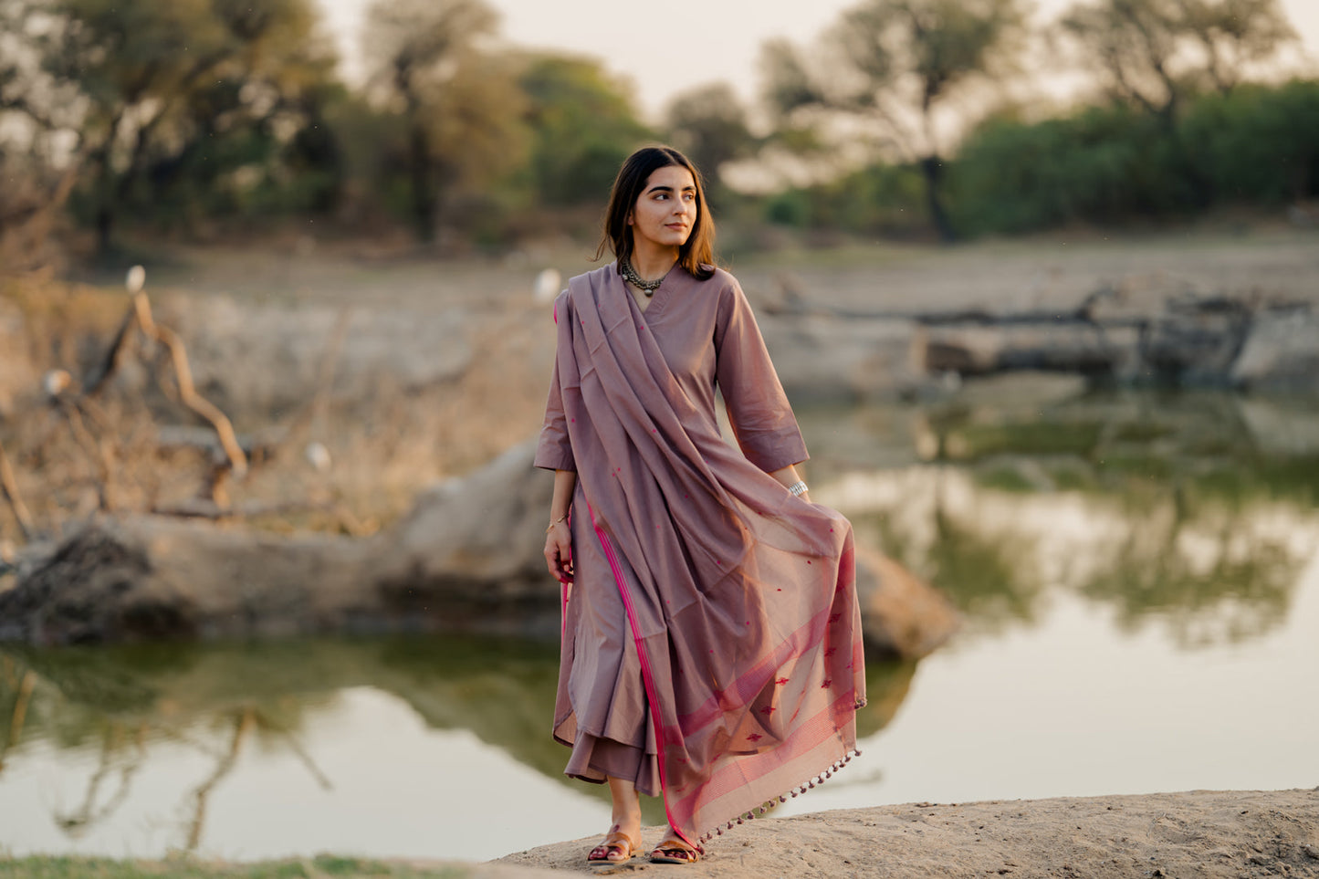 Mauve Kurta set with Dupatta