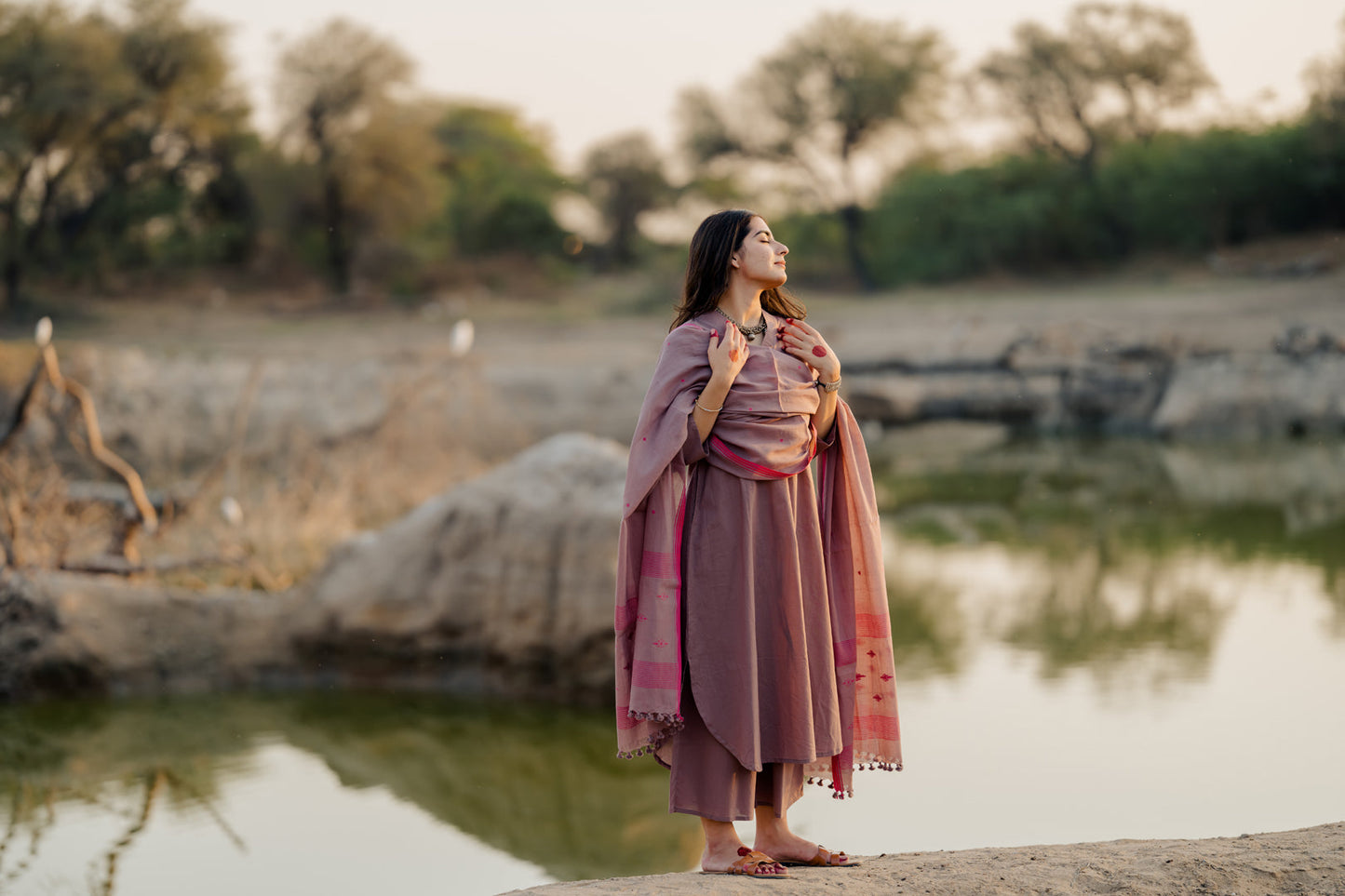 Mauve Kurta set with Dupatta