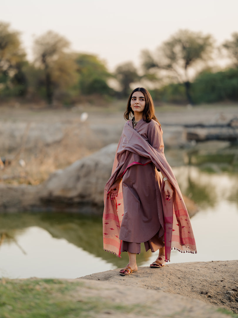 Mauve Kurta set with Dupatta