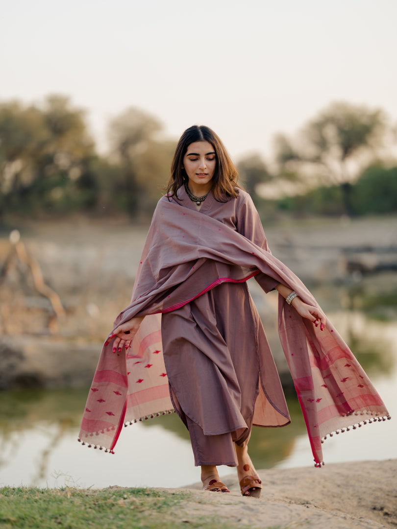 Mauve Kurta set with Dupatta