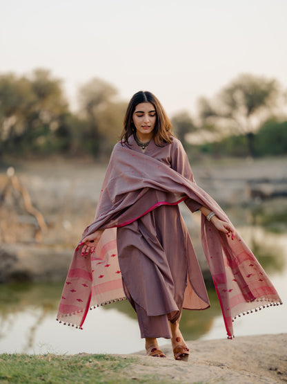 Mauve Kurta set with Dupatta