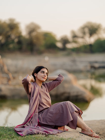 Mauve Kurta set with Dupatta