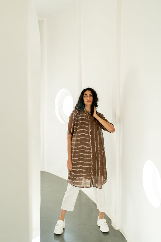 Rosewood Bandhej Tunic with white pants