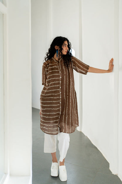 Rosewood Bandhej Tunic with white pants