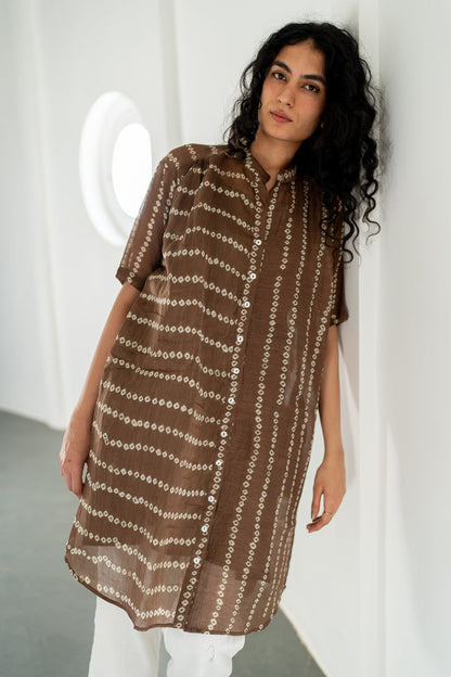 Rosewood Bandhej Tunic with white pants