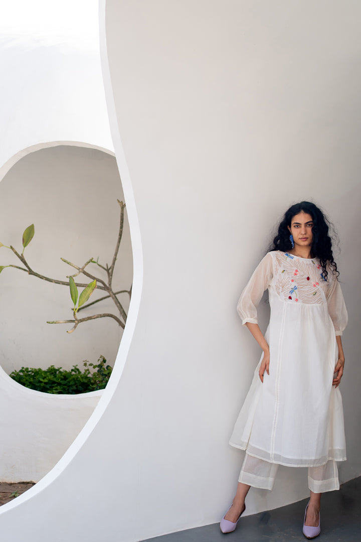 Morning Garden Chanderi Kurta and Palazzos Set