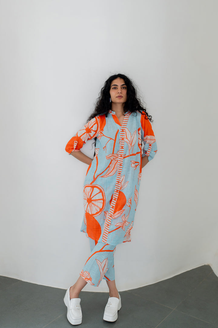 Mandarin Print Cotton Co-Ord