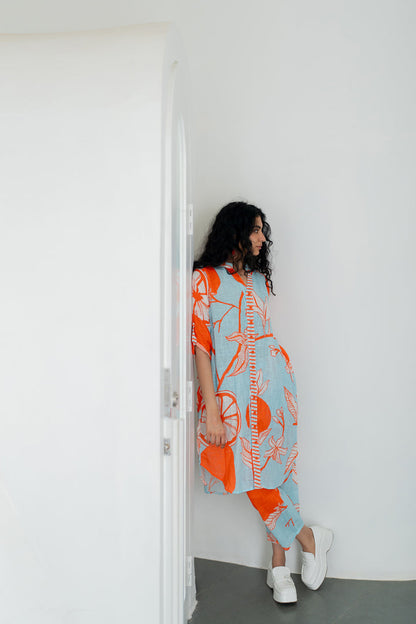 Mandarin Print Cotton Co-Ord