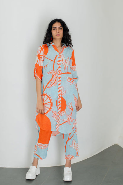 Mandarin Print Cotton Co-Ord