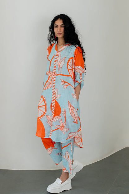 Mandarin Print Cotton Co-Ord