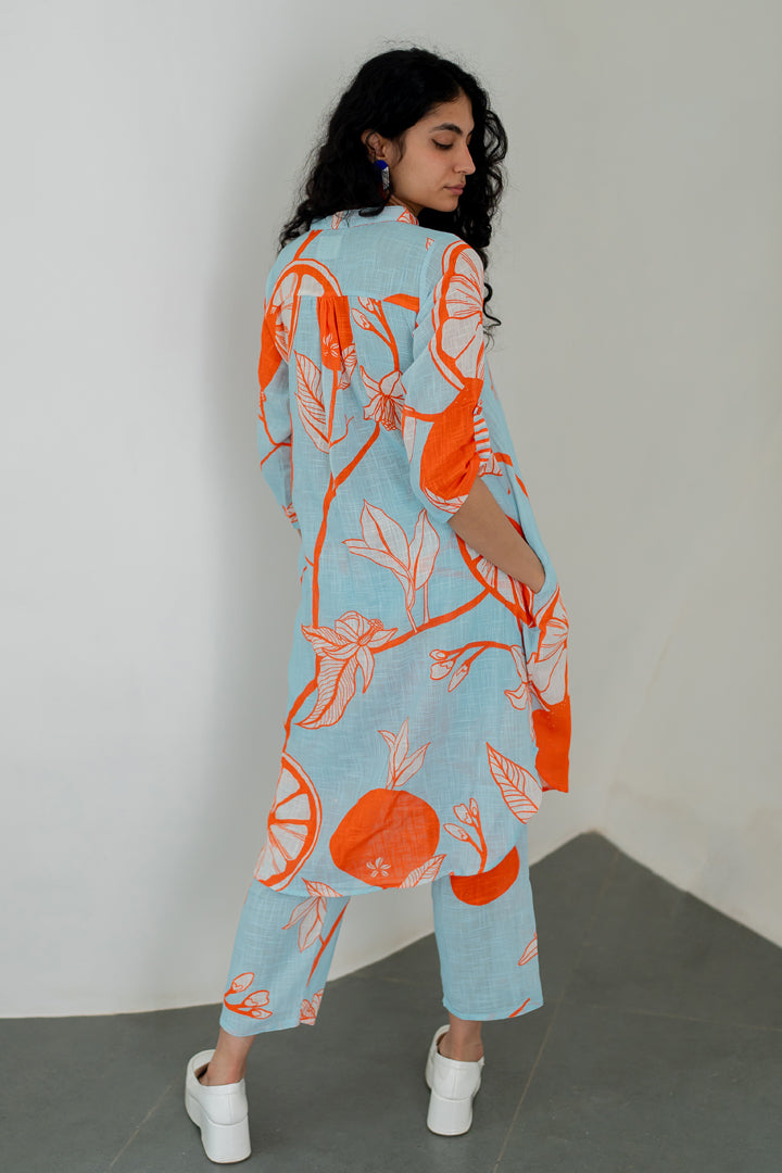 Mandarin Print Cotton Co-Ord