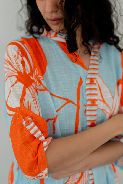 Mandarin Print Cotton Co-Ord