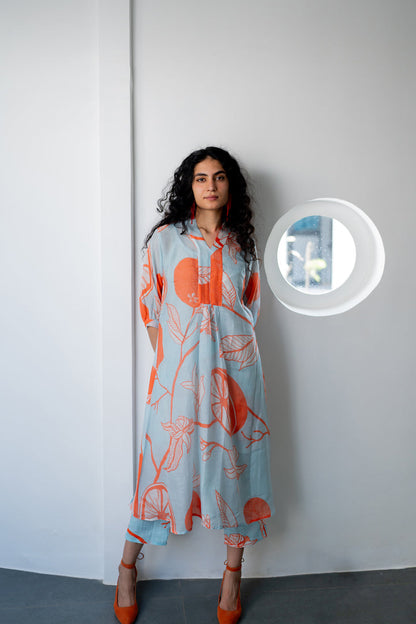 Mandarin Print Chanderi Kurta