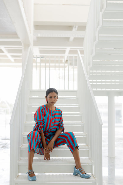 Poppy and Blue Stripe Co-Ord