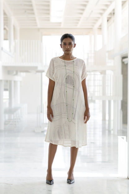 Vanilla Mesh Dress with Vistas Slip