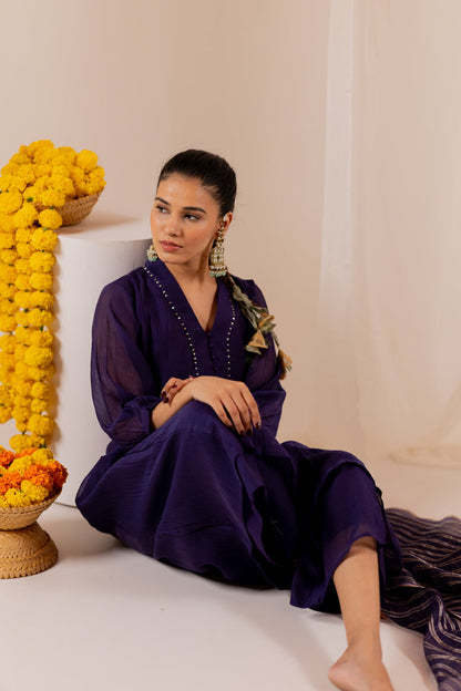 Amnaaya Kurta Set with Organza Dupatta