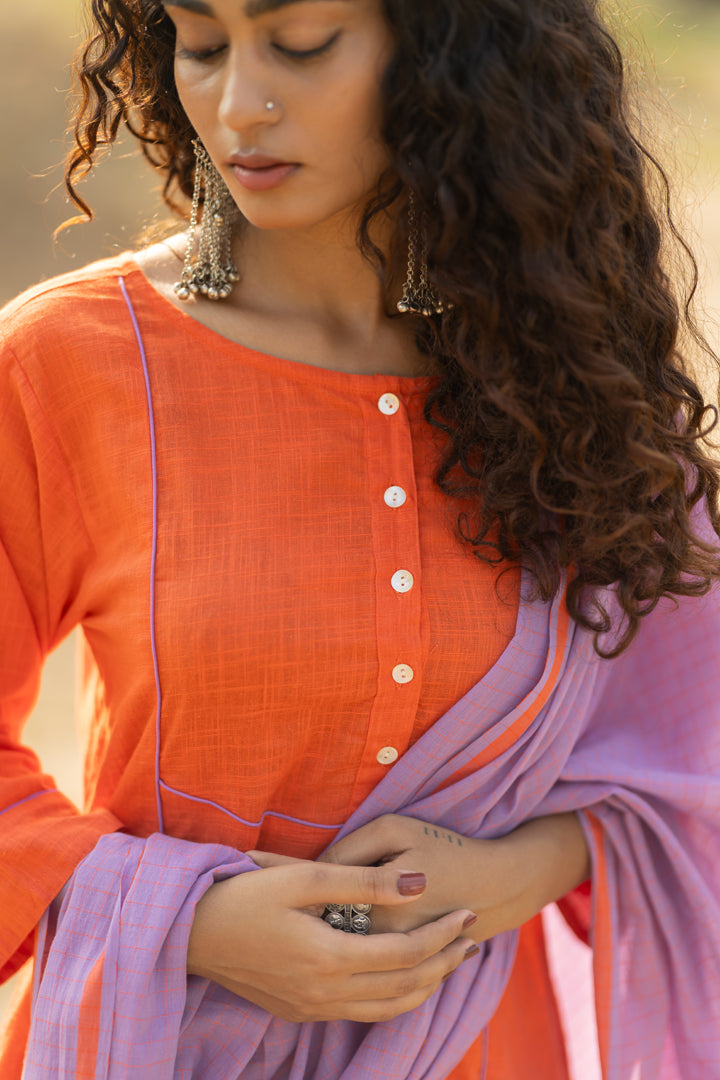 Pumpkin Kurta Set with Dupatta