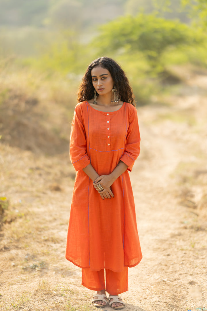 Pumpkin Kurta Set with Dupatta