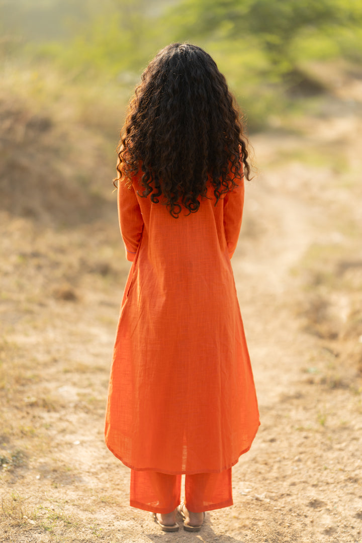 Pumpkin Kurta Set with Dupatta