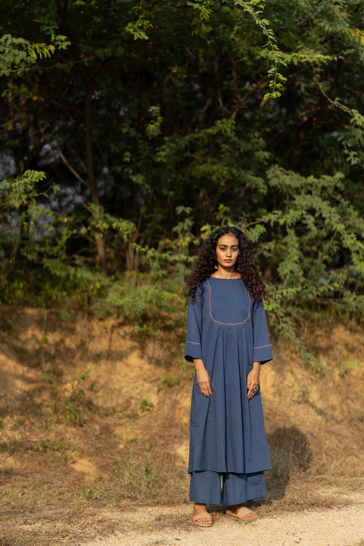 Earthy Blue Kurta Set with Dupatta