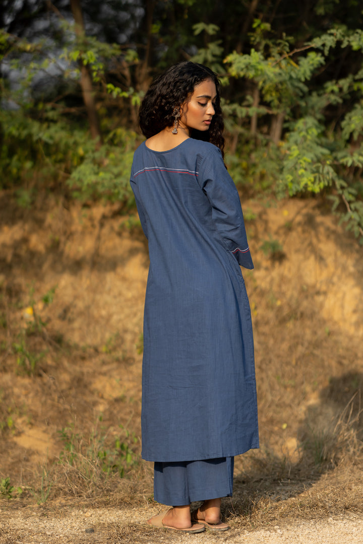 Earthy Blue Kurta Set with Dupatta