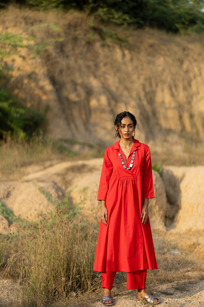 Tomato Red Kurta Set with Dupatta